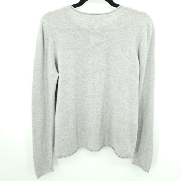 Lisa Todd 100% Cashmere Embroidered Evil Eye Rolled Hem Sweater M Gray/Blue - Picture 2 of 15